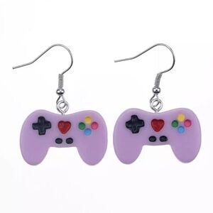 🆕Purple Game Console Controller Charm Dangle Earrings